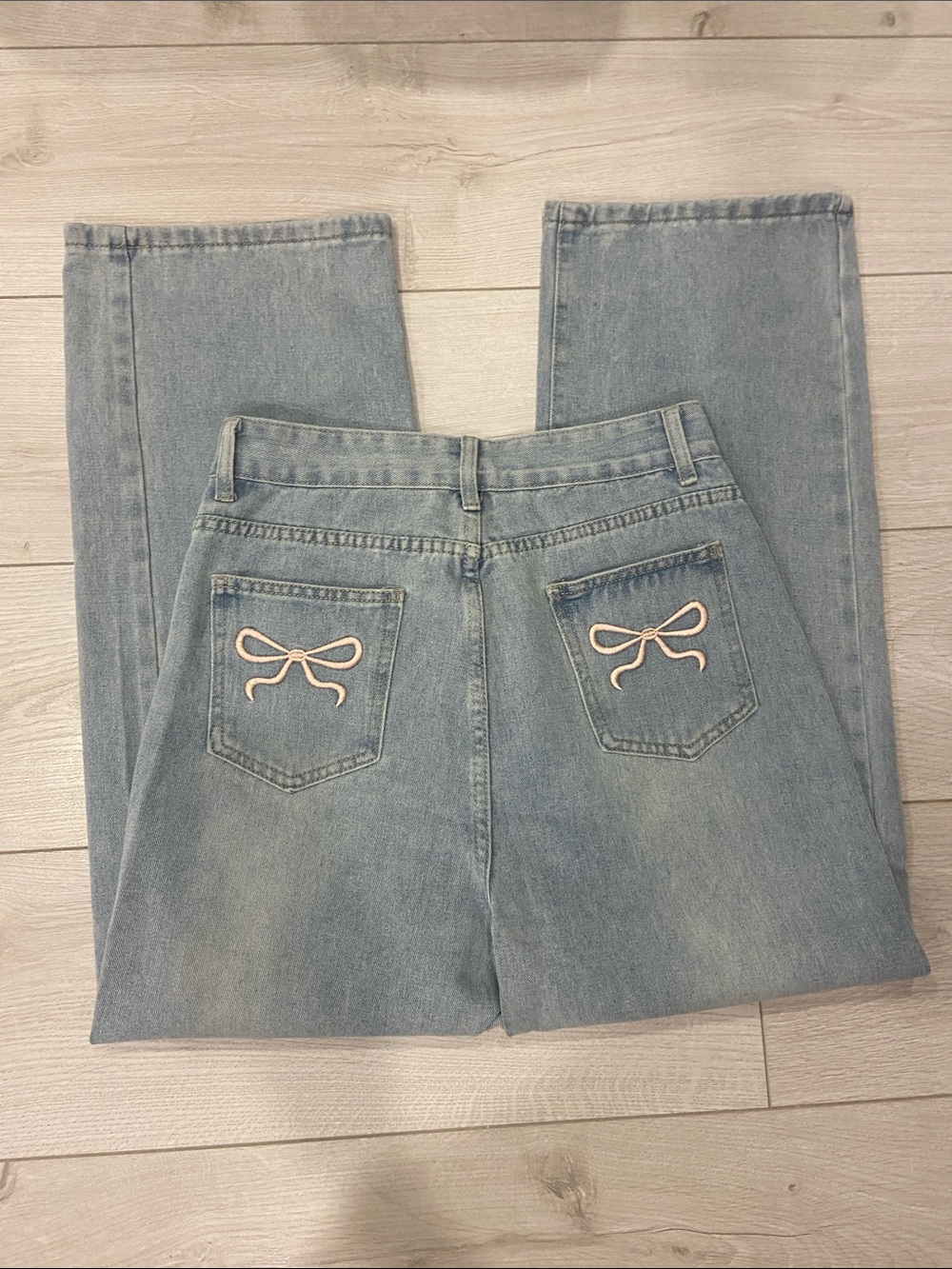 cute baggy bow jeans